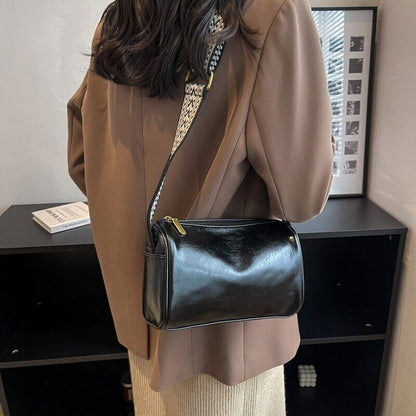 Shoulder Crossbody Bags Women PU Leather Women's Wide Shoulder Bag
