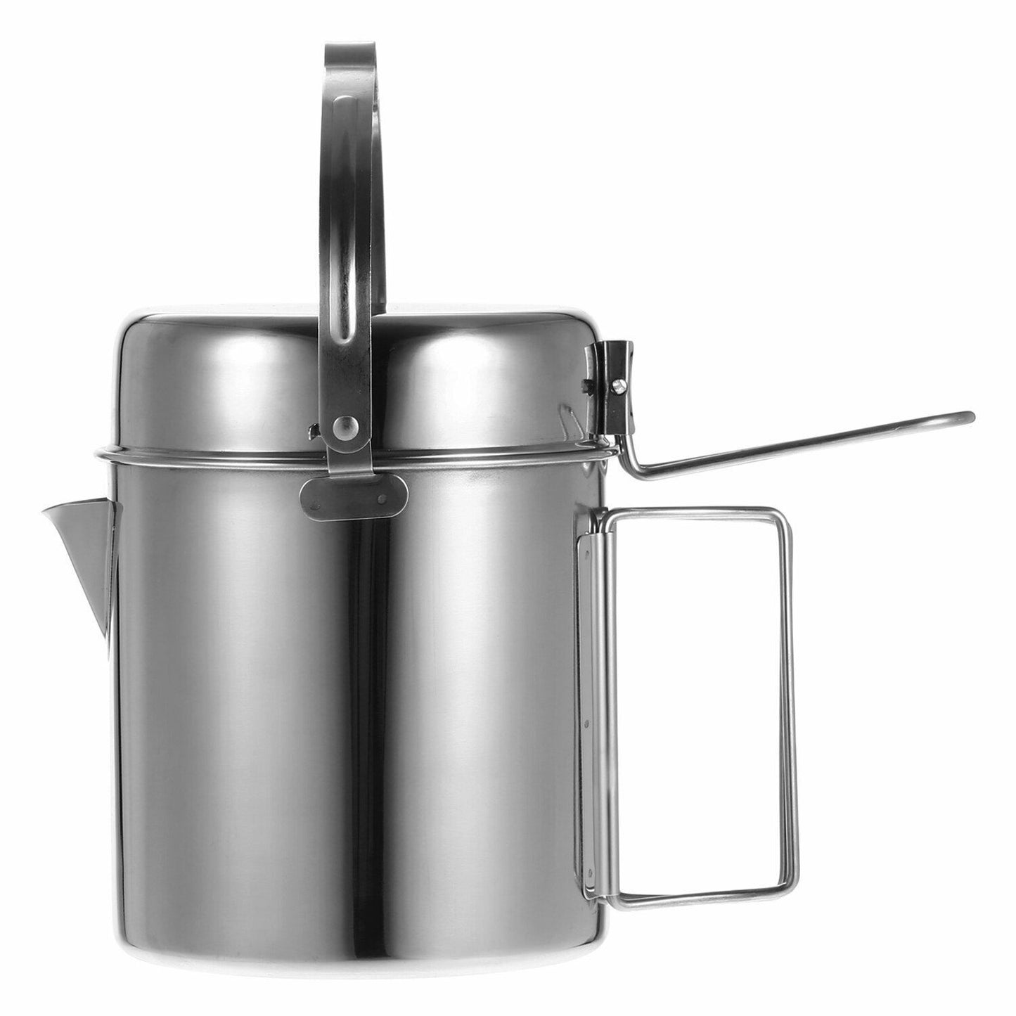 1L/1.2L Pot Set Camping Stainless Steel Cooking Kettle Portable Outdoor Picnic