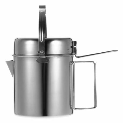 1L/1.2L Pot Set Camping Stainless Steel Cooking Kettle Portable Outdoor Picnic