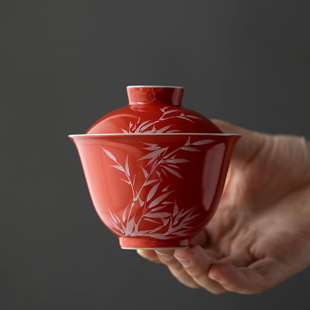 150ml Hand Painted Bamboo Gaiwan Ceramic Kung Fu Tea Set Tea Cup Bowl Tureen