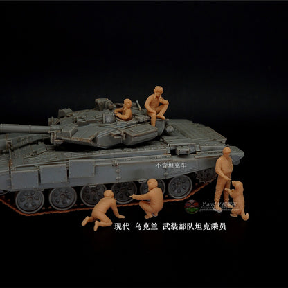 1/72,1/64,1/87 Ukrainian Armed Forces Tank Crew 5 People 1 Dog Unpainted Model