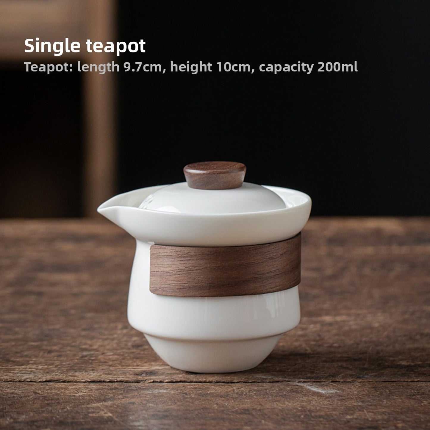 Jade Hand Held Teapot Ceramics 200ml Brew Tea Kungfu Tea Set White Porcelain