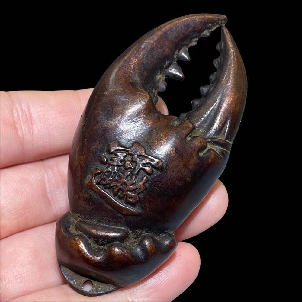 fortune Rare chinese bronze crab figure statue collectable table decor tea pet