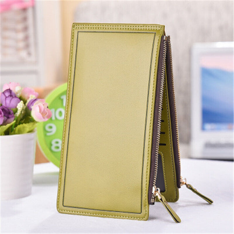 Unisex Long Zipper Wallet Card&ID Bag Clamps Purse Genuine Male&female Cash Clip