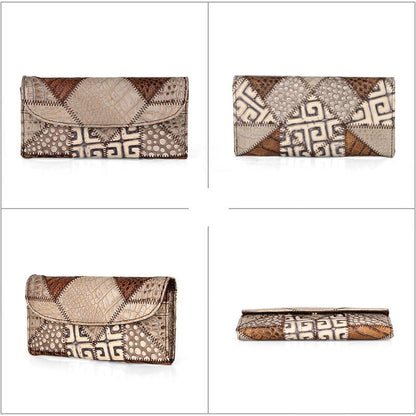 Genuine Leather Wallet Coins Purse Slim Clutch Bags Long Wallet Patchwork 1 PC