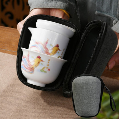 Travel Tea Set With Portable Bag Porcelain Gaiwan Matching Tea Cups On Sales New