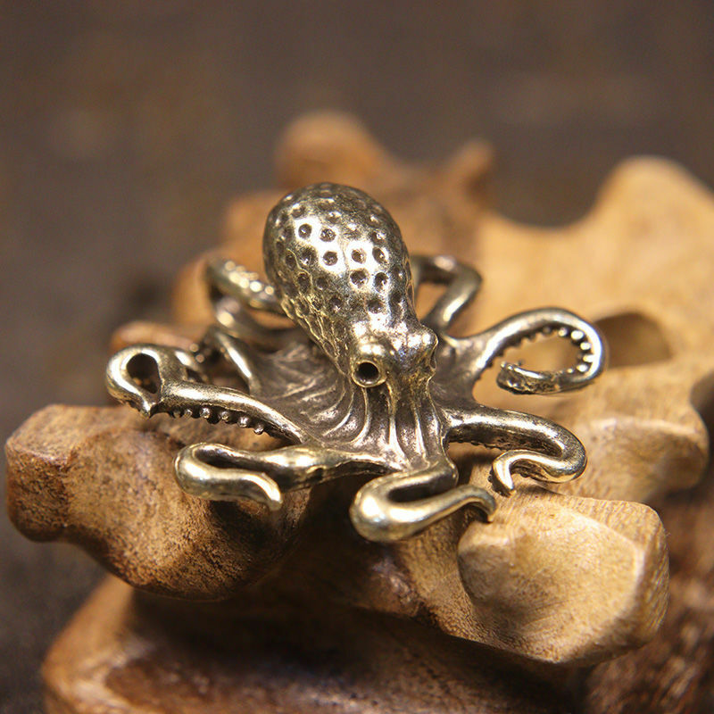 Handmade Pure Copper Octopus Handle Piece Tea Ceremony Animal Tea Pet