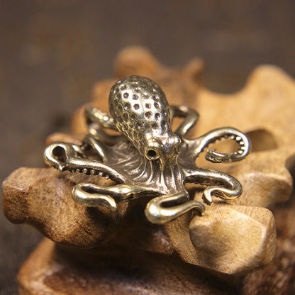 Handmade Pure Copper Octopus Handle Piece Tea Ceremony Animal Tea Pet