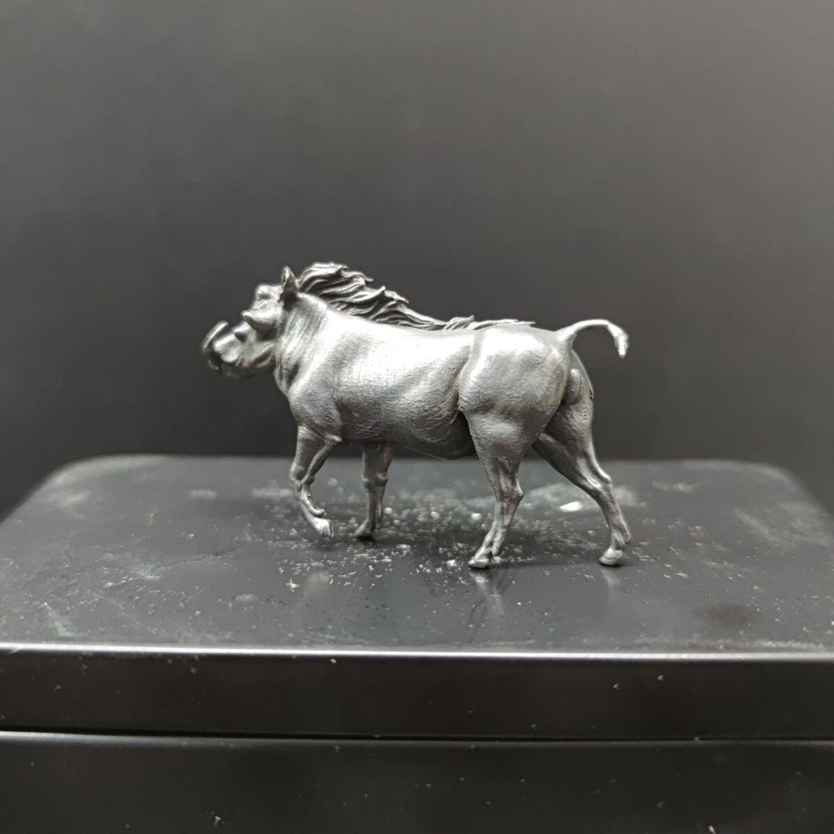 Solid Black Brass Wild Boar Statue Animal Artwork Pig Collection Decor