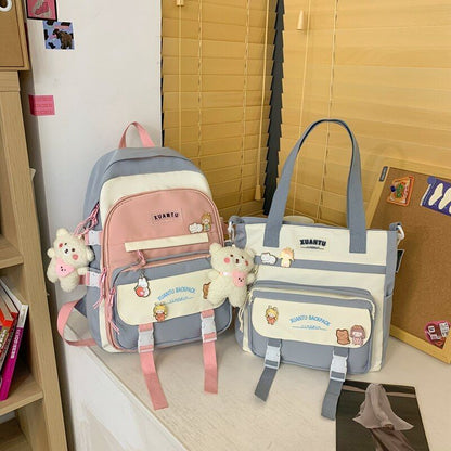 Backpack Shoulder Bag Multi Pockets Waterproof School Bags Green Blue Black Pink