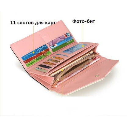 Women Wallet Coin Purse Long Clutch Bag Money Card Holder 19*9.5*3 CM Pink/Blue