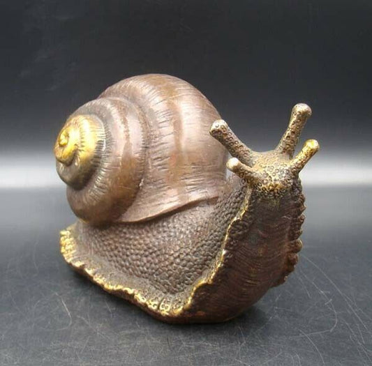 Collectible Handmade Carved Statue Copper Gilt Snail Deco Art