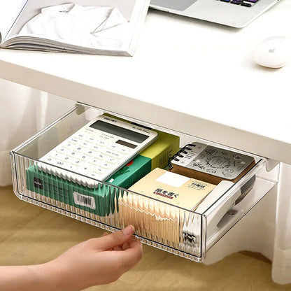 Storage Box Under Table Drawer Desk Stick Stand Hidden Stationery Pen Organizers
