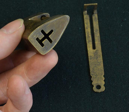 Antique Chinese Ancient Copper Lock Hanging Box Lock Bolt Padlock Carving Fish
