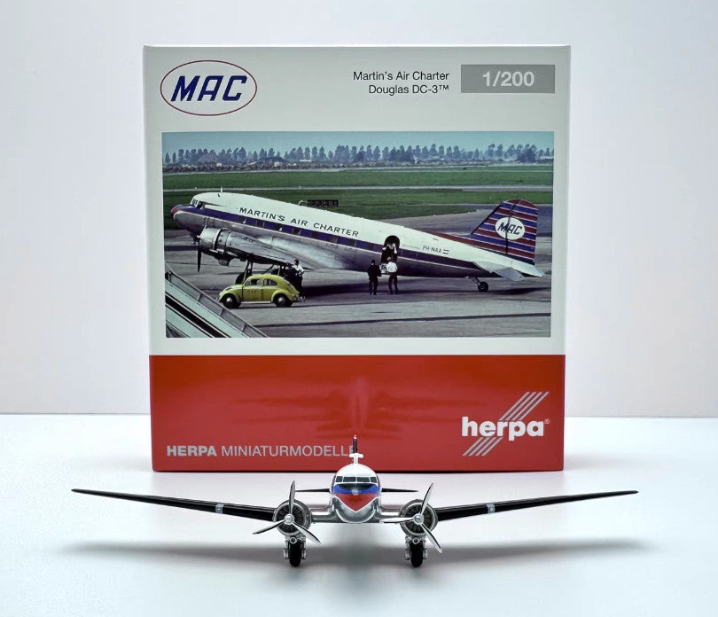 1:200 Herpa MATINS AIR CHARTER Douglas DC-3 Aircraft Diecast Airplane Model