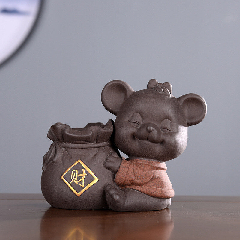 Table Decoration Creative Tea Pet Yixing Zisha Purple Clay Pen Holder Small Vase