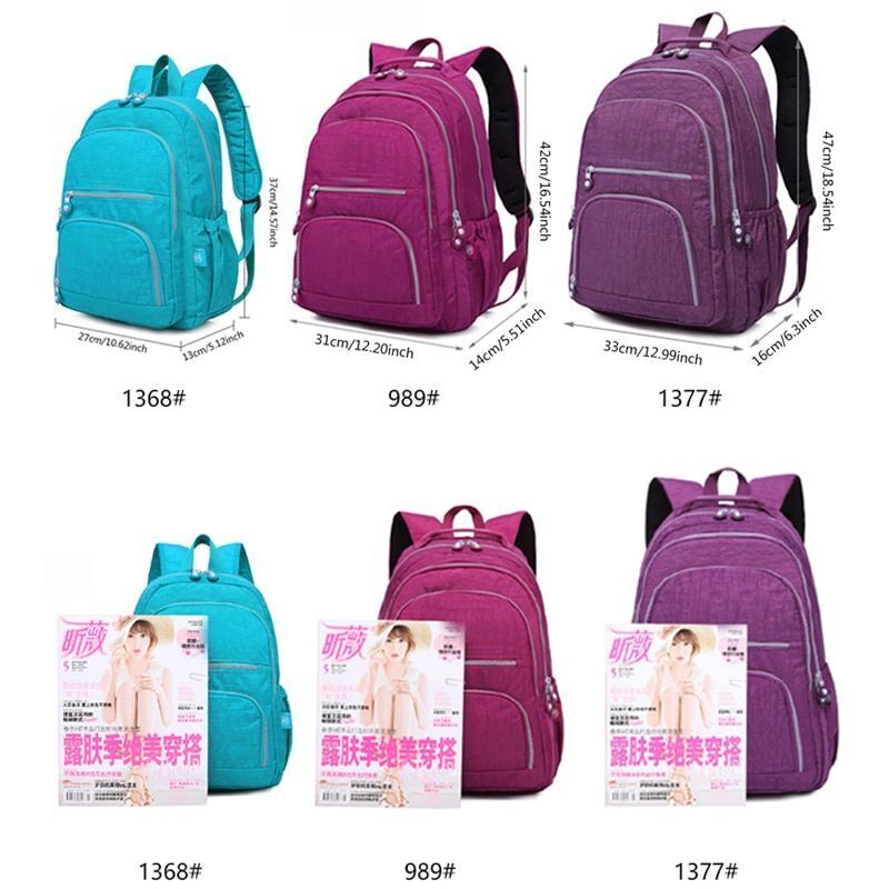 School Backpack Mochila Bag Nylon Waterproof Laptop Purse 33*16*47 CM Polyester