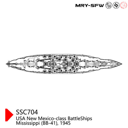 1/350 Model USS New Mexico Class Mississippi (BB-41) 1945 Battleship Full Hull