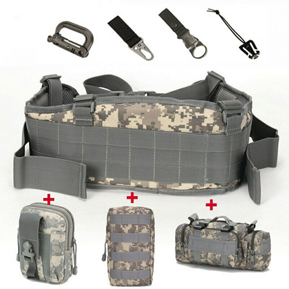 Army War Battle Belt Military Tactical Nylon Waist Bag Tools Carrier CS Belt