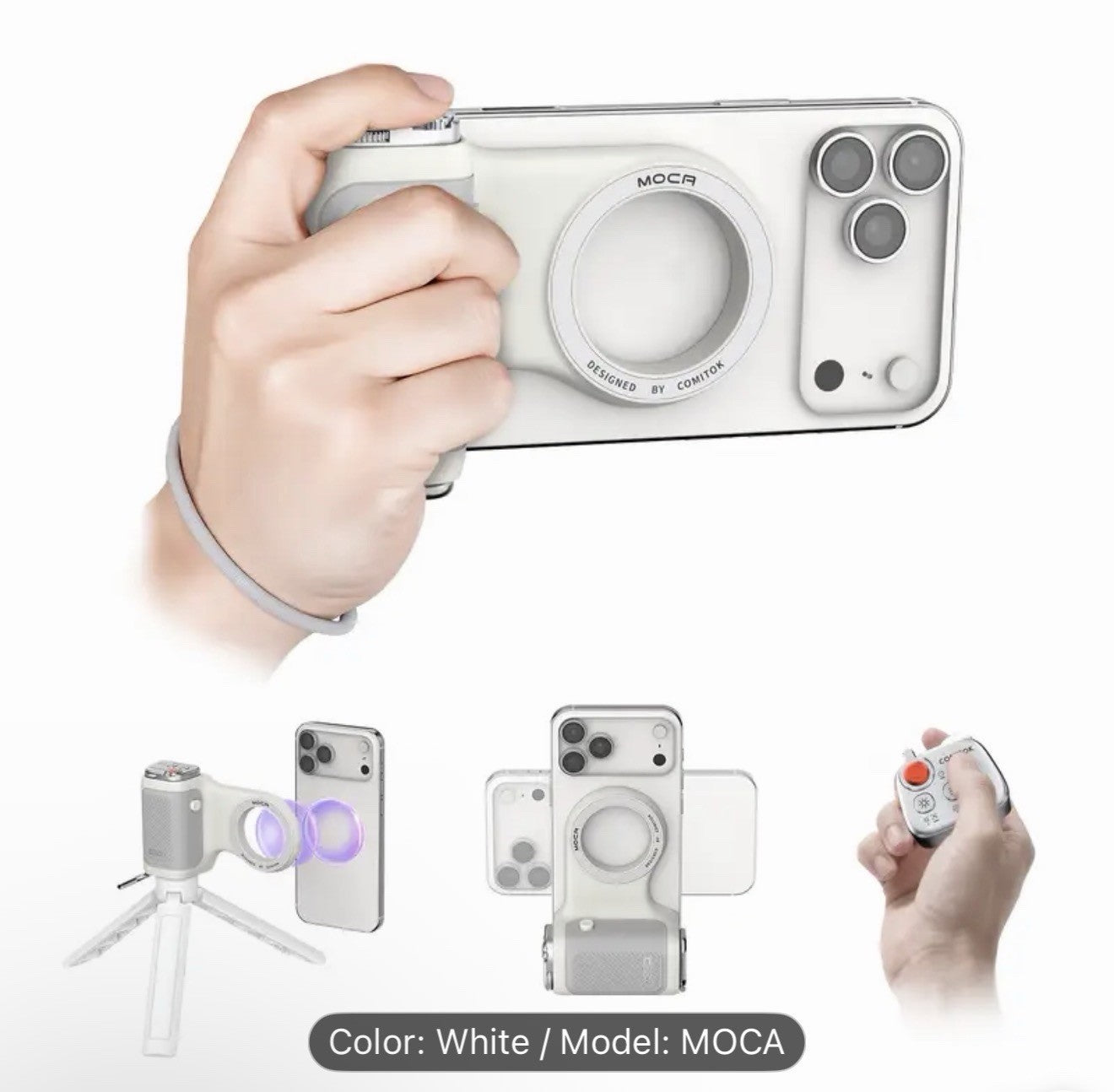 COMITOK MOCA Phone Camera Grip, Magnetic Smartphone Holder with DSLR Style