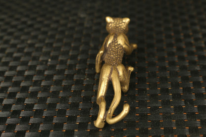 Chinese Old Handmade Copper Handwork Leopard Statue Decor