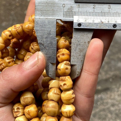 108 Bead Old Tibetan YakBone Skull Meditation Prayer Mala Buddhism Necklace