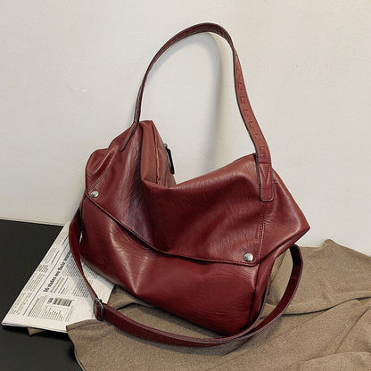Large Soft Leather Shoulder Handbag Crossbody Bag Tote Bag Casual Messenger Bag