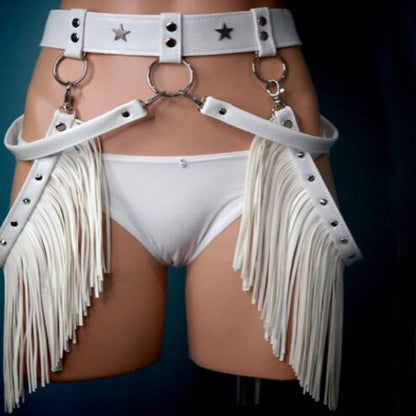 Women Belt Tassel Boho Fringe Wide Girl Personality Leather Bondage Waist Straps