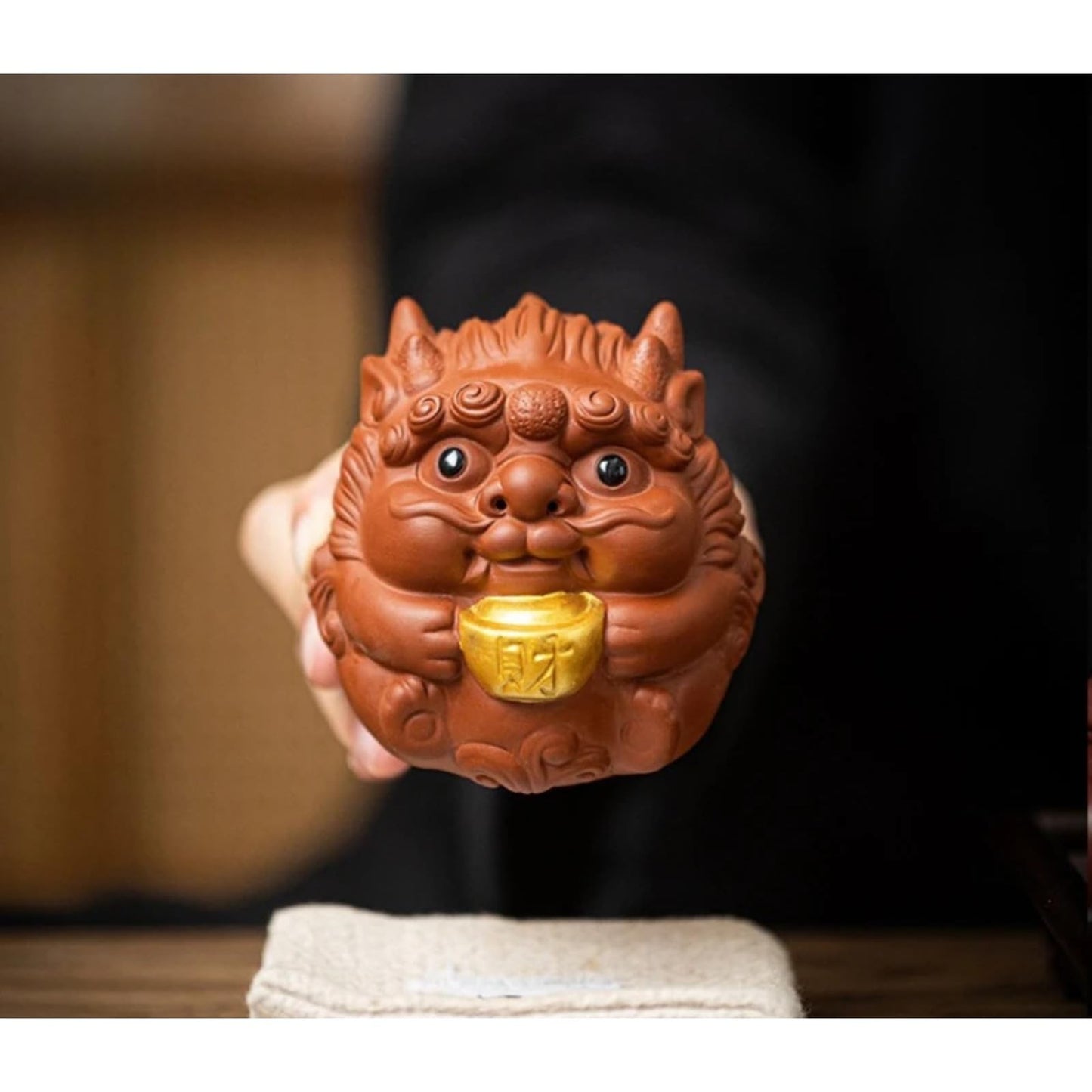 Purple Clay Tea Pet Lucky Small Dragon Ornament 8.2cm Tea Statue Tea Set Craft