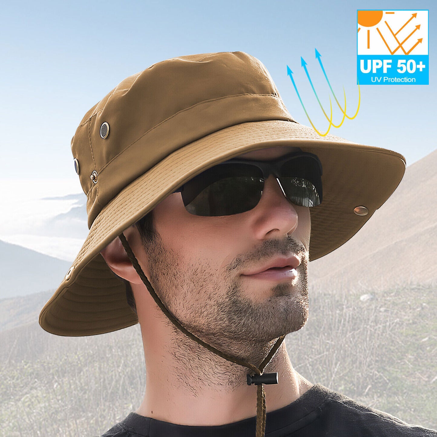 Wide Brim Sun Hat Breathable Bucket Cap Summer Fishing UV Protection Men Women