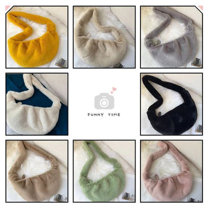 Soft Plush Hobos Crossbody Bag Shoulder Faux Fur Messenger Bag Large Tote Purses