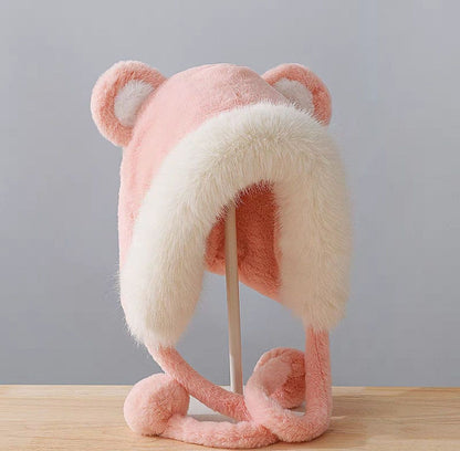 Women Scarves Winter Warm Thickened Pullover Caps Imitation Rabbit Fur Plush Hat
