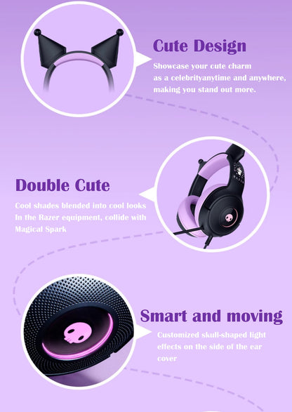 Razer x Sanrio Kuromi Wired Headset Headphone Limited Edition