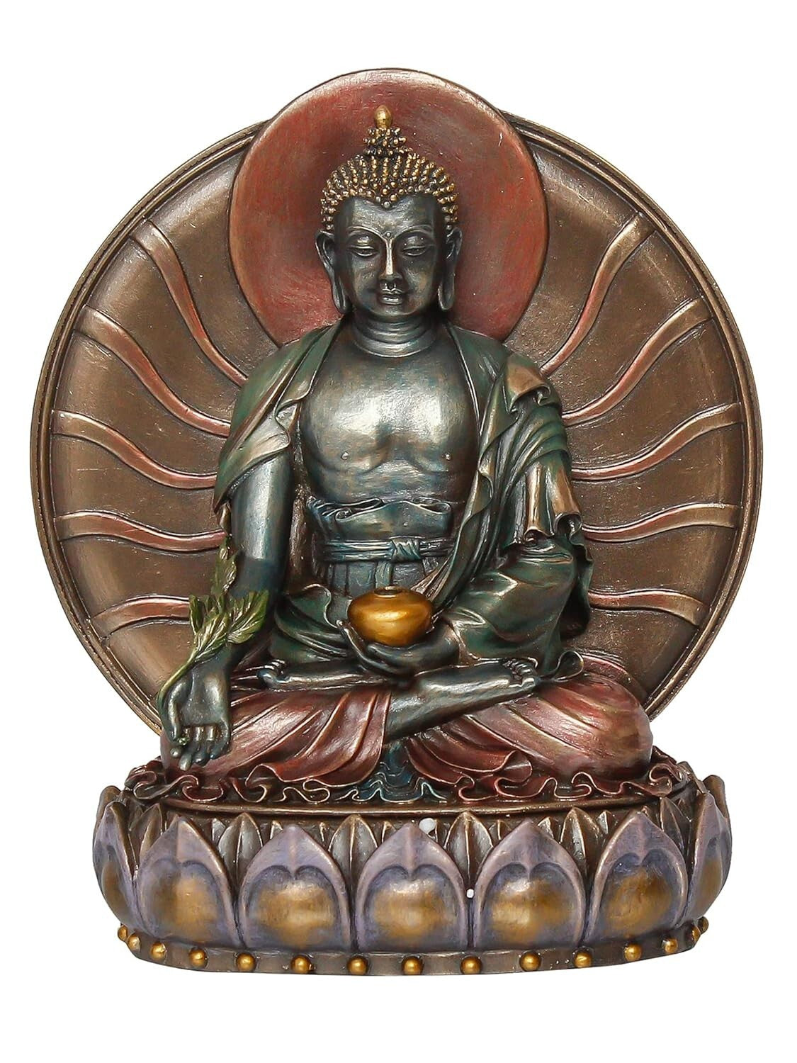 Handcrafted Meditating Lord Buddha Statue Sitting On Lotus Flower Sculpture