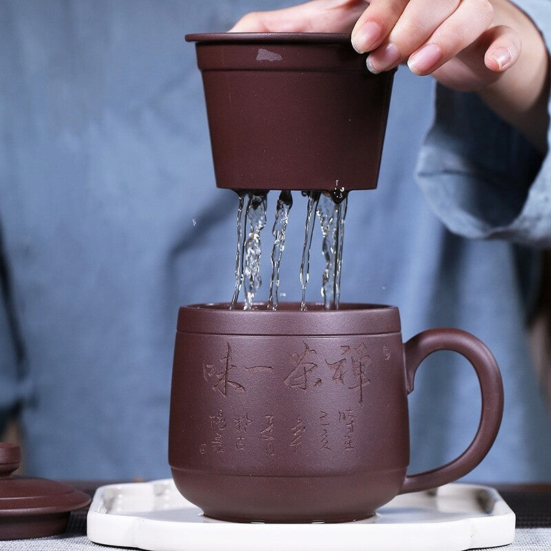 Tea Cup With Lid Infuser Cup True Yixing Zisha Purple Clay Mug Personalization