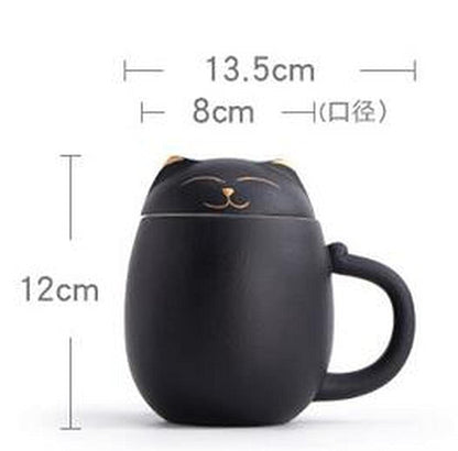 350ml Lucky Cat Tea Mug Tea Cup Creative Ceramic Cup Filter Water Mug Tea Set