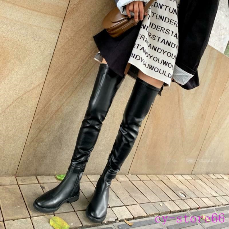 European Women's Over The knee High Thigh Boots Leather Chunky/Block Heel Shoes