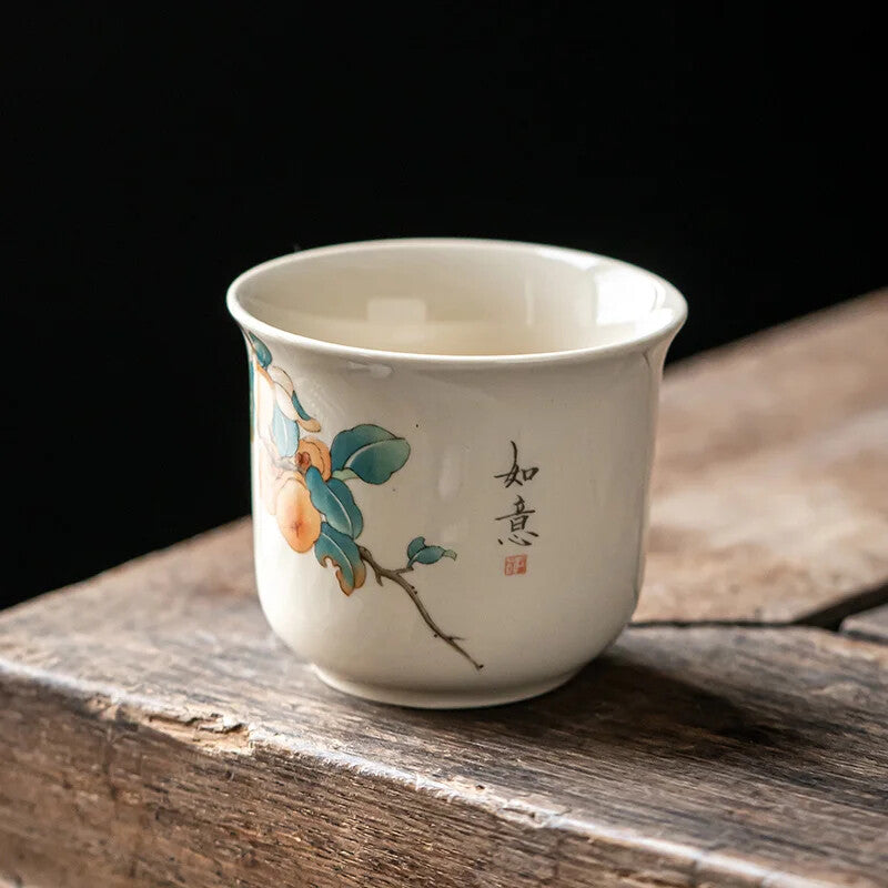 1PC Handmade Tea Cup Hand Painted Ceramic Tea Bowl Chinese Porcelain Tea Set