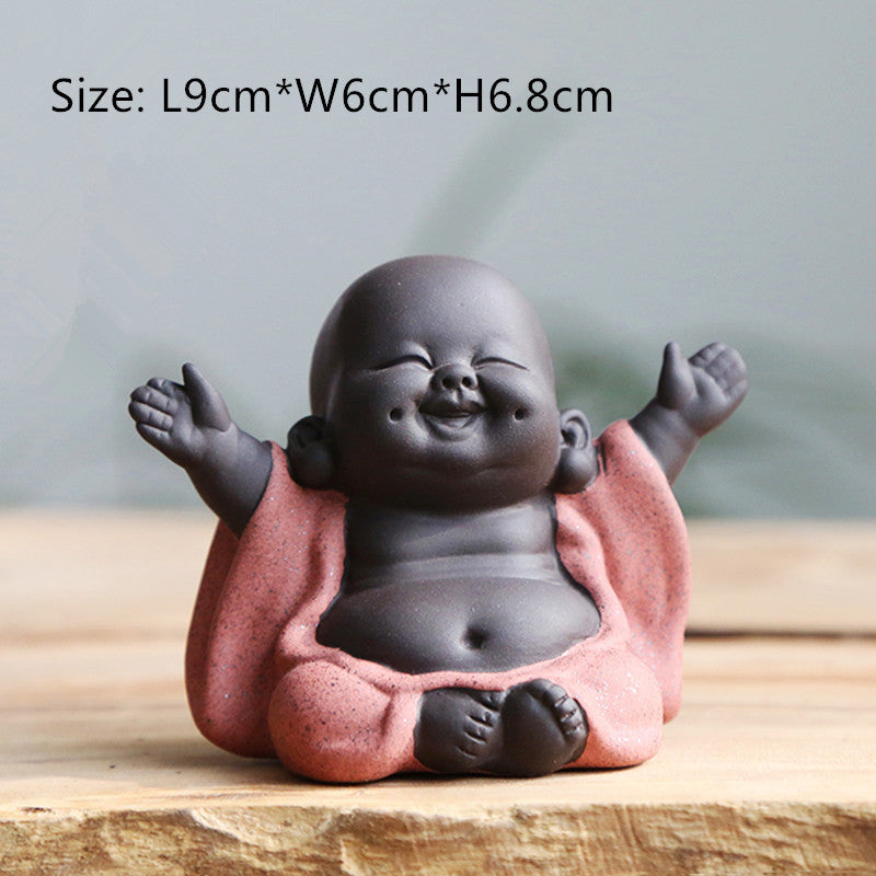 mini tea pet house decoration yixing zisha purple clay tea play on table Buddha