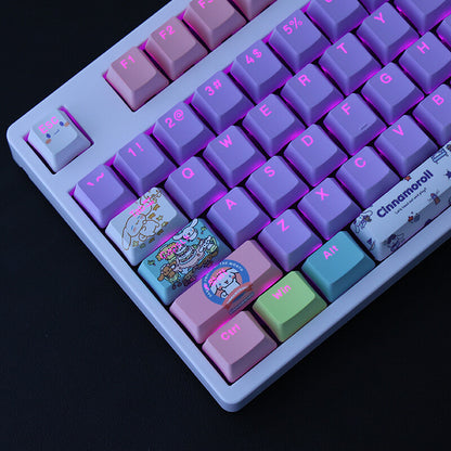 New Cute Cinnamoroll Theme PBT Translucent Keycaps 108 OEM Height for Mechanica