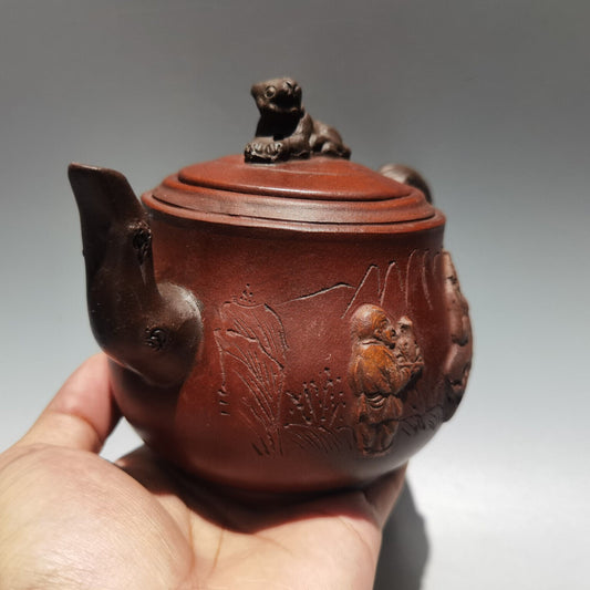 Chinese Yixing Zisha Clay Handmade Exquisite Teapot（寿星壶 底款：时大彬）