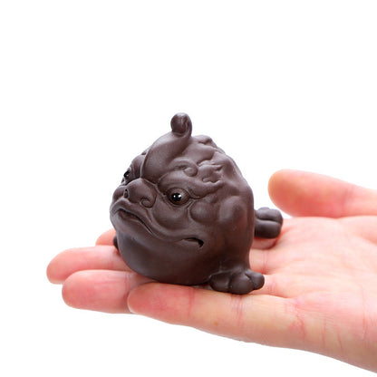 Chinese Lovely Tea Pet Yixing Zisha Purple Clay Ornament Tea Play Ox Turtle New