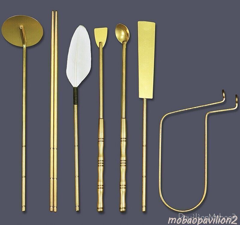7 Pcs Brass Incense Making Tool Kit Set Burner Yoga Meditation Room Fragrance