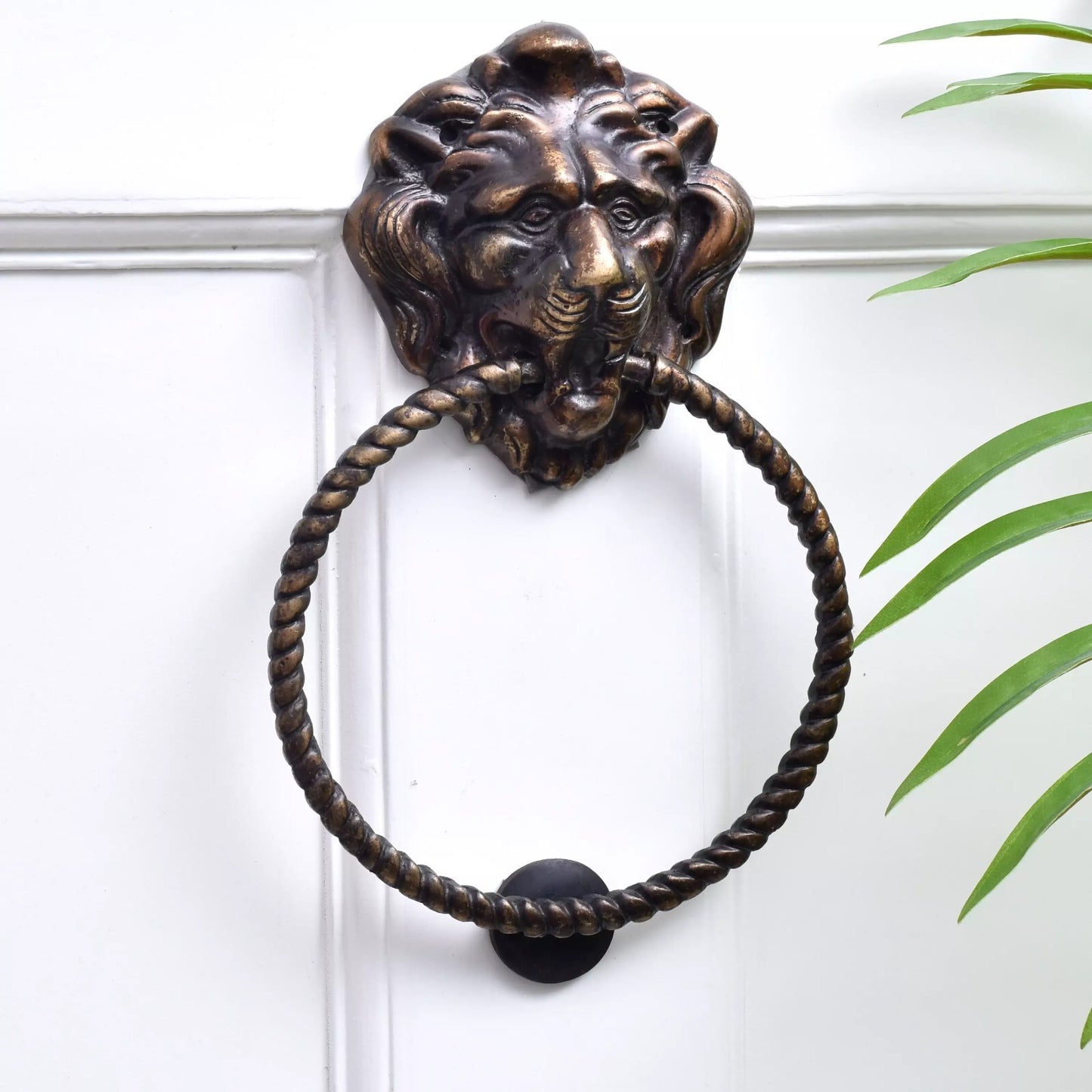 Antique Look Lion Brass Door Knocker With Rope Ring Door Bell Home Decor