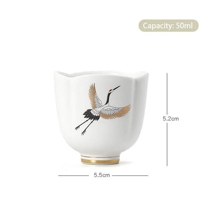 1PC Chinese Ceramic Teacup Hand Painted Bird Pattern Handmade Tea Bowl Set