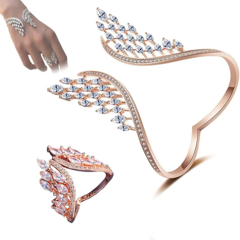 Fashion Bridal Open Bangle Bracelet Angel Wings Design for Women Accessories