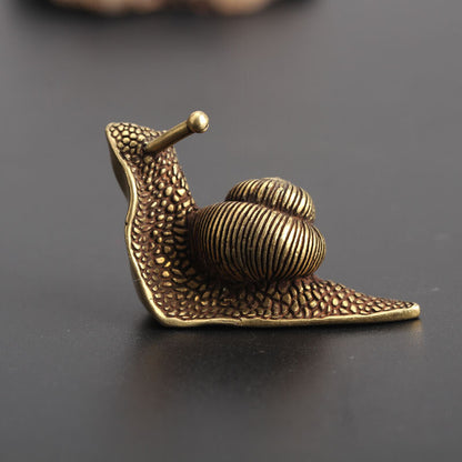 Chinese old Antique Collectible Bronze snail Tea spoon Pendants statue