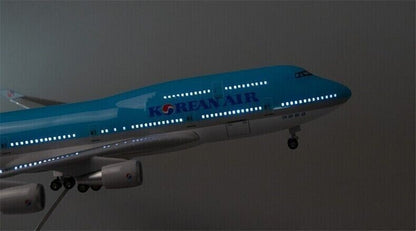 1:150 47CM KOREAN AIR B747-400 Plane Led Sound- controlled Light Resin Model