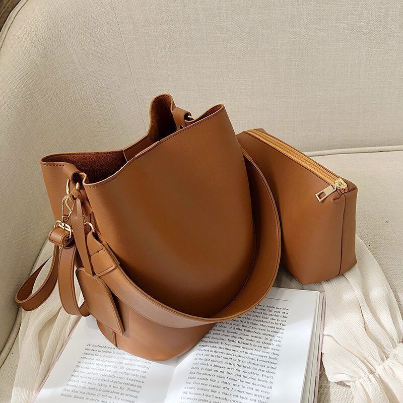 2piece/set Pu Leather Women's Handbags Ladies Tote Women Shoulder Crossbody Bag