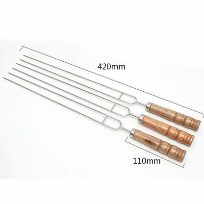 BBQ Forks 5pcs U-Shape Roasting Stainless Steel Barbeque Skewers Outdoor Cooking